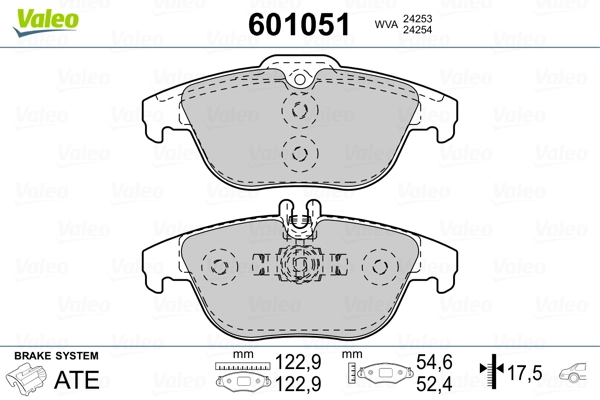 601051 VALEO Колодки тормозные дисковые комплект