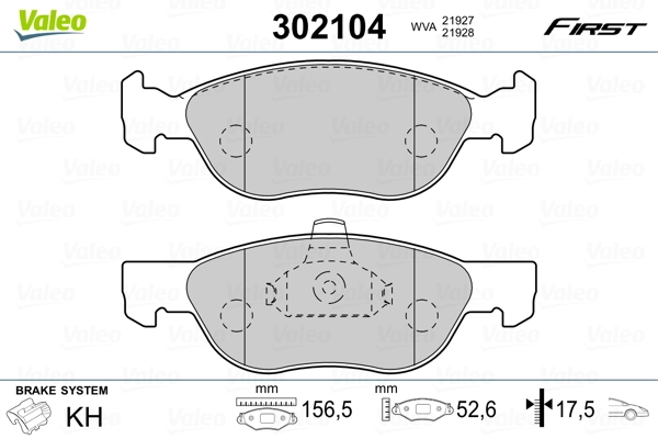 302104 VALEO Колодки передние