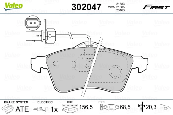 302047 VALEO Колодки передние