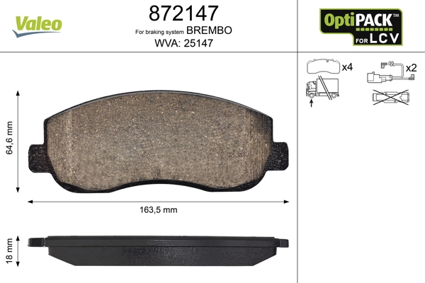872147 VALEO Колодки передние