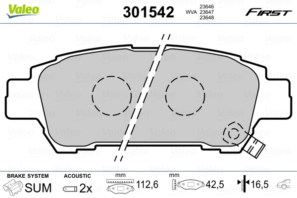 301542 VALEO Колодки тормозные дисковые комплект