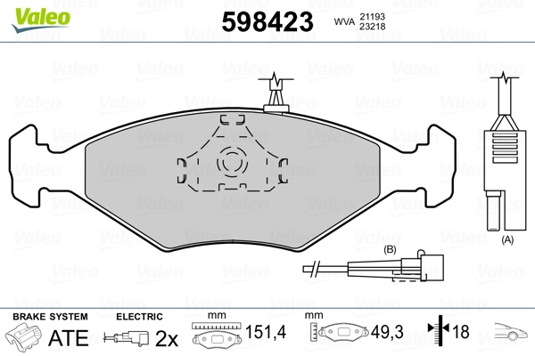 598423 VALEO Колодки передние