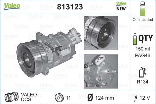 Компрессор системы кондиционирования VALEO 813123 цена, от 424.07 USD