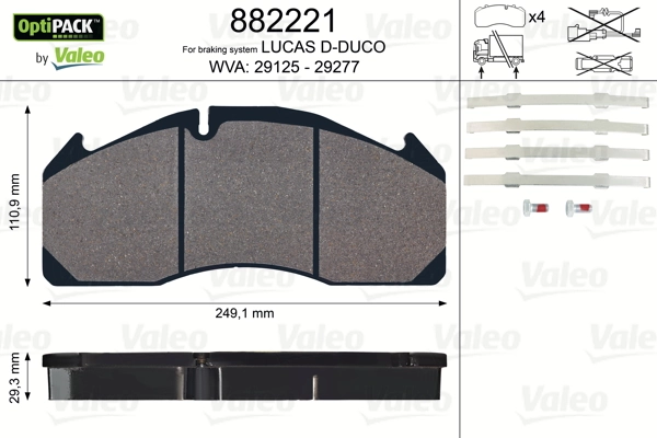 Купить 882221 VALEO Колодки тормозные