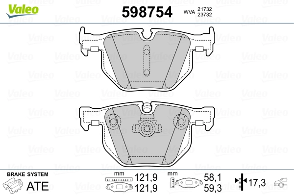 598754 VALEO Колодки тормозные дисковые комплект