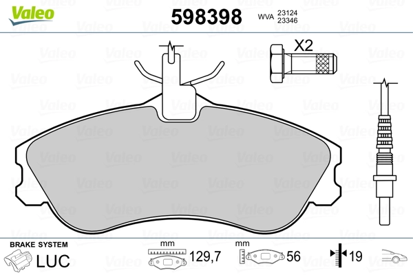 598398 VALEO Колодки передние