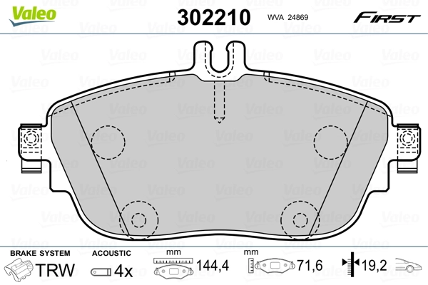302210 VALEO Колодки передние
