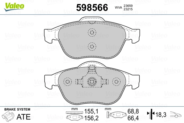 598566 VALEO Колодки передние