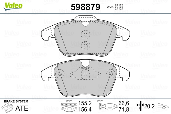 598879 VALEO Колодки передние