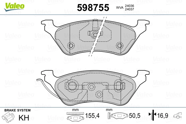598755 VALEO Колодки тормозные дисковые комплект