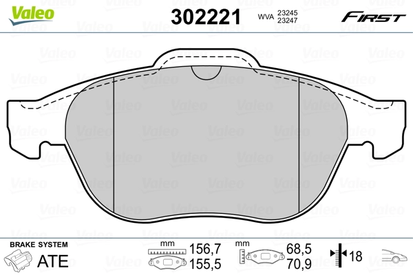 302221 VALEO Колодки передние