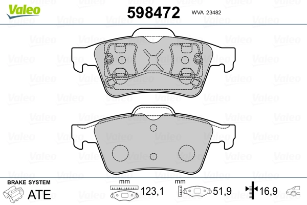 598472 VALEO Колодки тормозные дисковые комплект