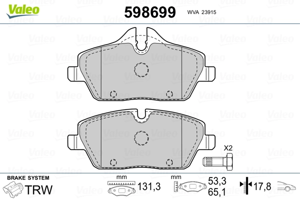 598699 VALEO Колодки передние
