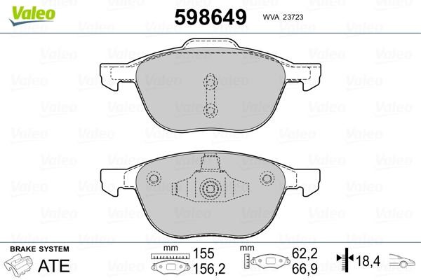 598649 VALEO Колодки передние