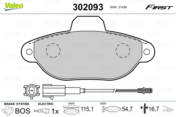 302093 VALEO Колодки передние
