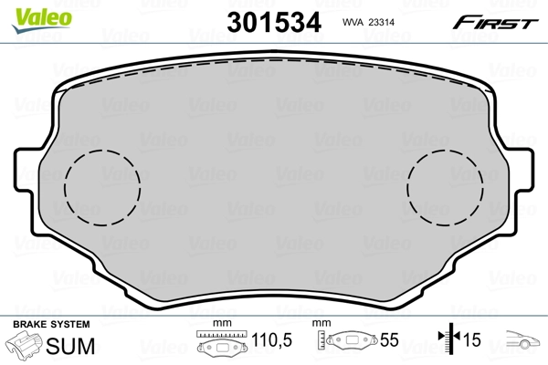 301534 VALEO Колодки передние