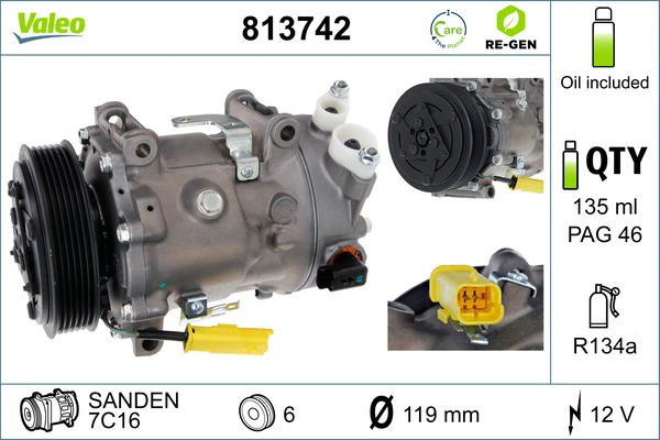 Compresor de aire acondicionado 813742 VALEO