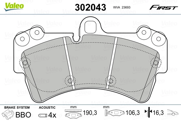 302043 VALEO Колодки передние