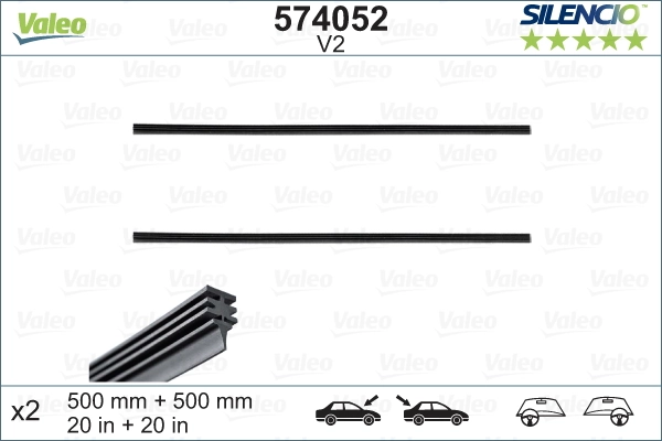 Резинка щетки стеклоочистителя, комплект VALEO 574052 цена, от 10.28 USD