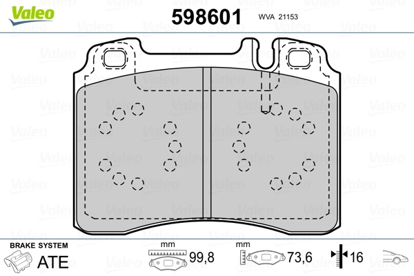 598601 VALEO Колодки передние