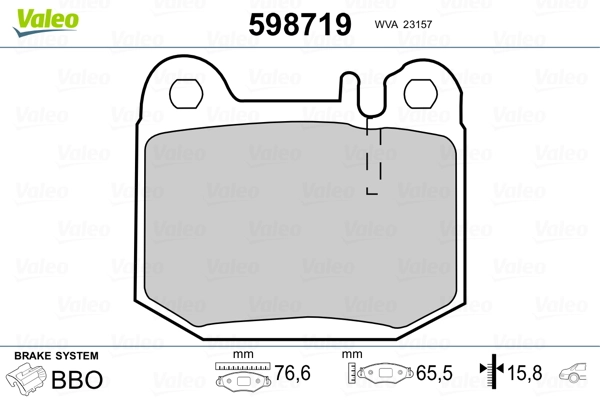 598719 VALEO Колодки тормозные дисковые комплект