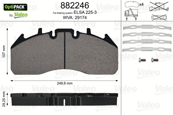 Передние тормозные колодки 882246 VALEO