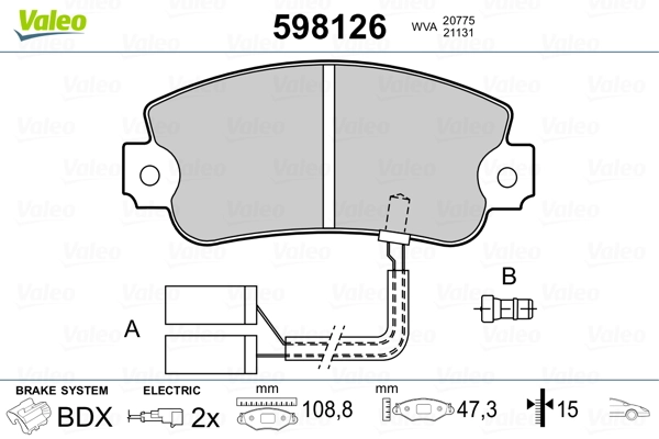 598126 VALEO Колодки передние