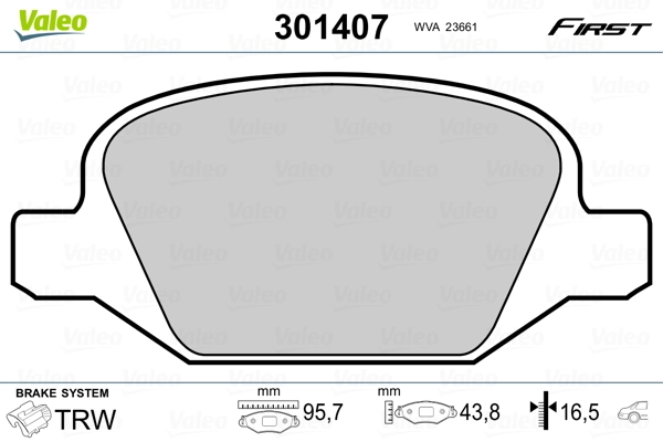 Колодки тормозные задние дисковые VALEO 301407