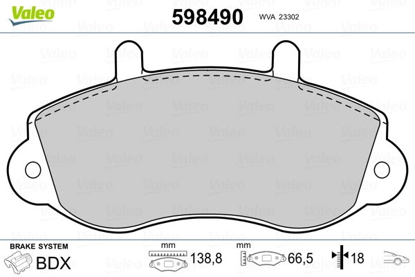 598490 VALEO Колодки передние