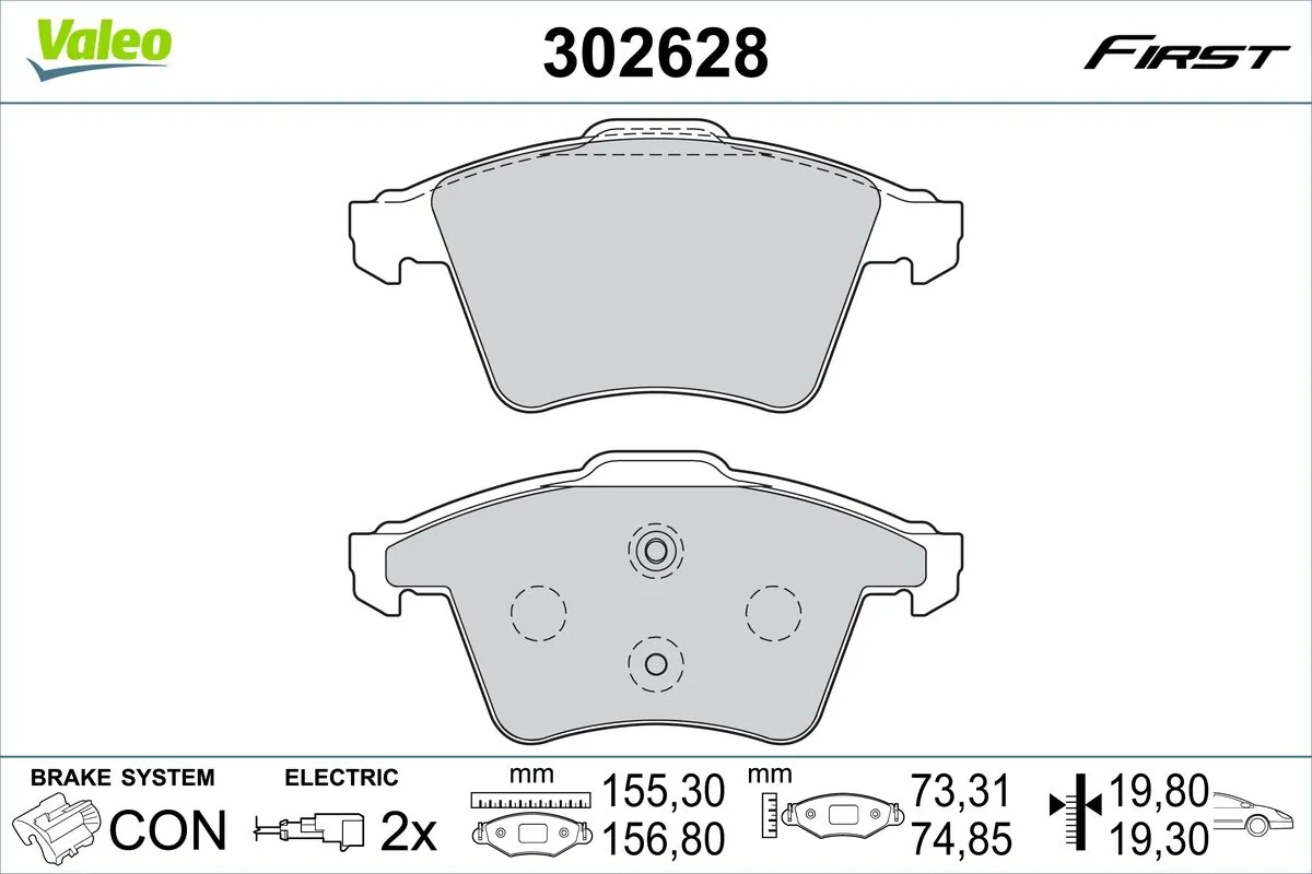 Колодки тормозные передние дисковые VALEO 302628