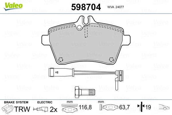 598704 VALEO Колодки передние