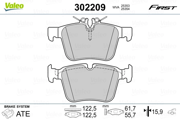 302209 VALEO Колодки тормозные дисковые комплект