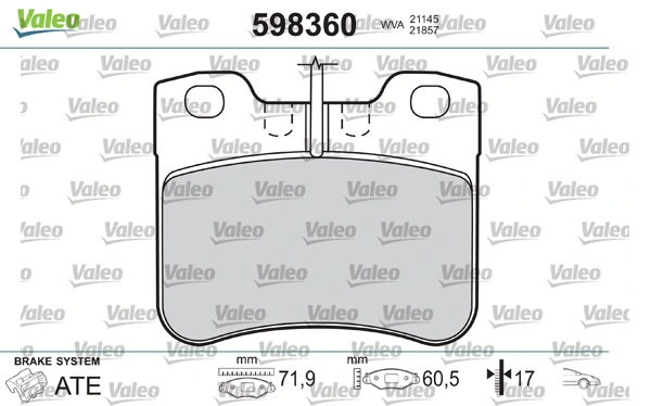 598360 VALEO Колодки передние