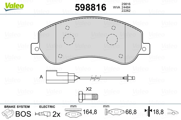 598816 VALEO Колодки передние