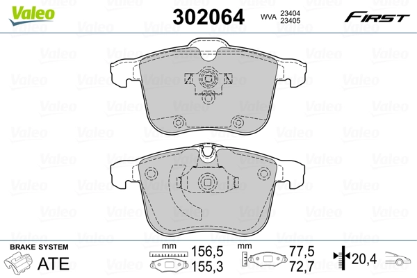 302064 VALEO Колодки передние