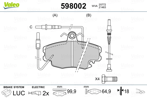 598002 VALEO Колодки передние