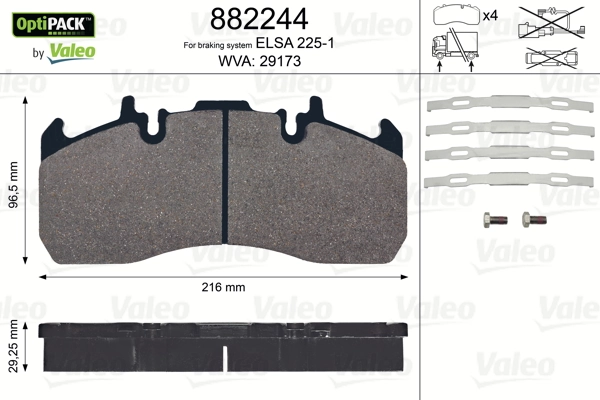 Купить 882244 VALEO Колодки тормозные