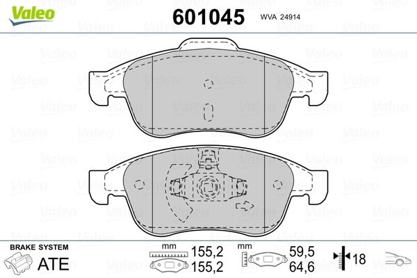 601045 VALEO Колодки передние
