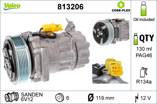 Купить 813206 VALEO Компрессор климатической установки