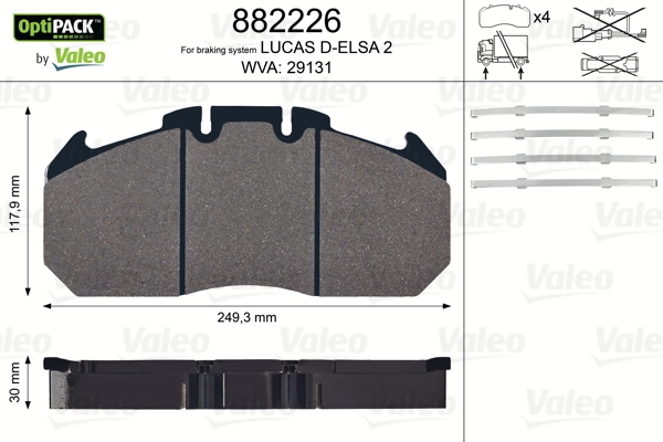 Купить 882226 VALEO Колодки тормозные