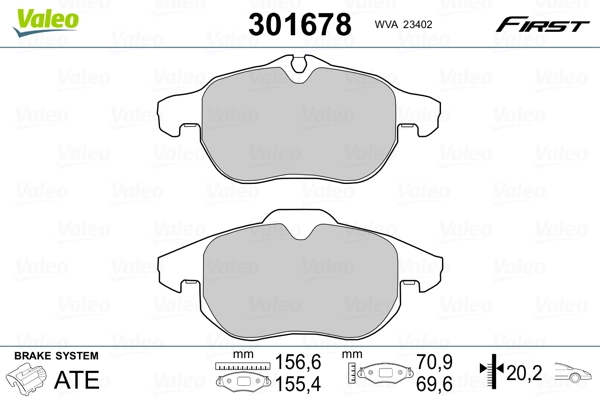 Колодки тормозные передние дисковые VALEO 301678