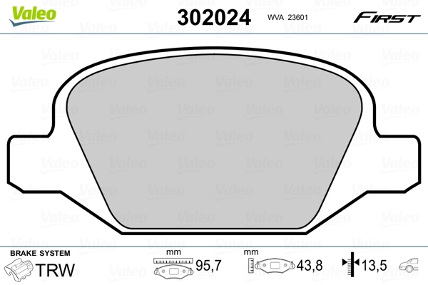 302024 VALEO Колодки тормозные дисковые комплект