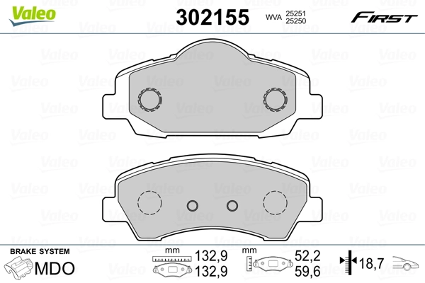 302155 VALEO Колодки передние
