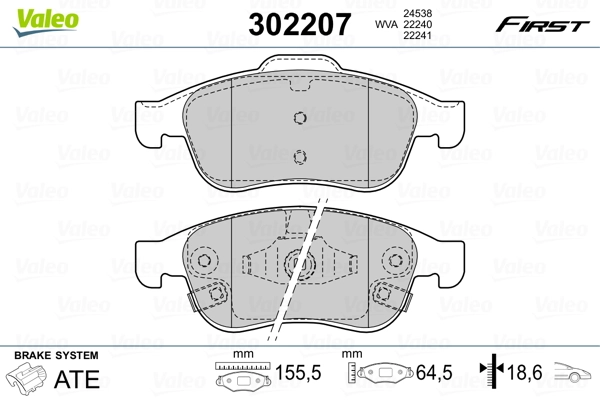 302207 VALEO Колодки передние