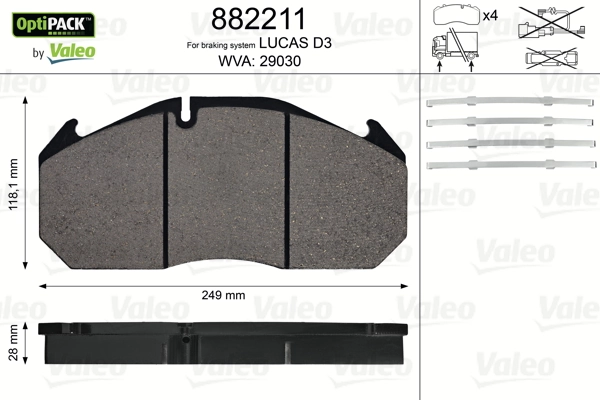 Купить 882211 VALEO Колодки тормозные