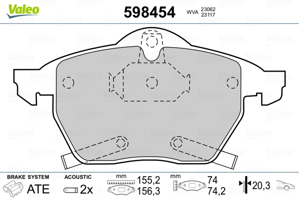 598454 VALEO Колодки передние