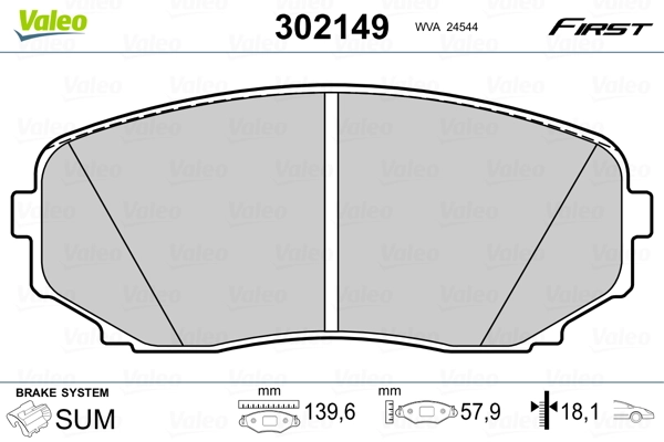 302149 VALEO Колодки передние