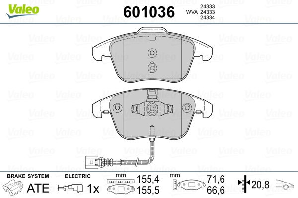 601036 VALEO Колодки передние