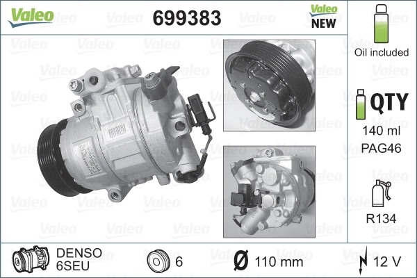 Компрессор системы кондиционирования VALEO 699383 цена, от 269.48 USD