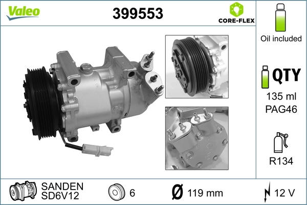 Компрессор кондиционера SD6V121941 Sanden